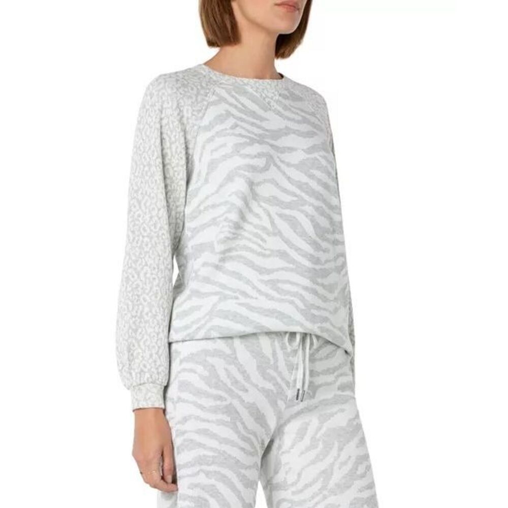 Liverpool LA Animal Print Sweatshirt White Grey Mixed Pattern Size Small